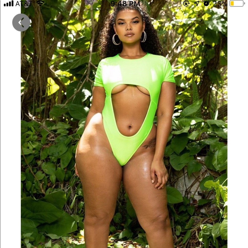 Lime green cut out swimsuit